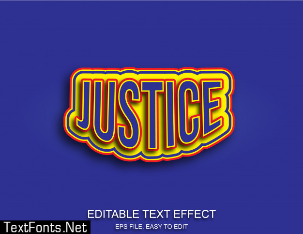 Justice editable text effect