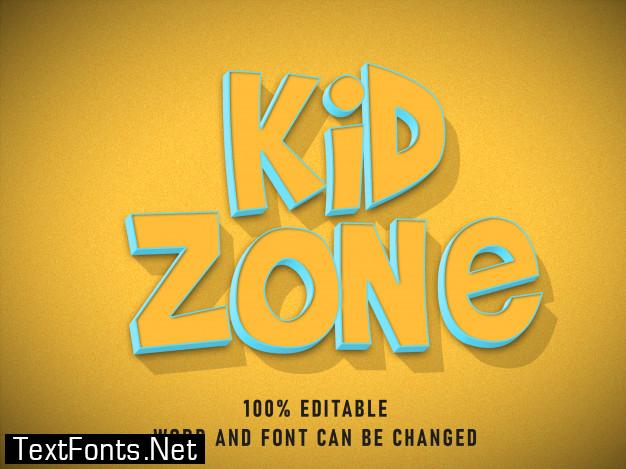 Kid zone text style text effect editable color with grunge style retro