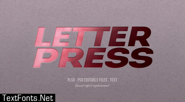 Letterpress 3d text style effect mockup