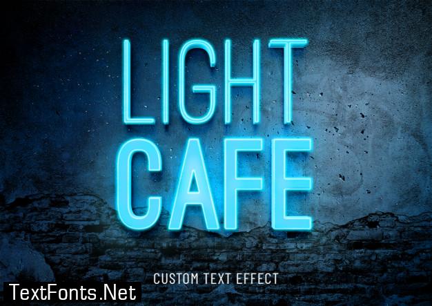 Light neon cafe glowing 3d text effect