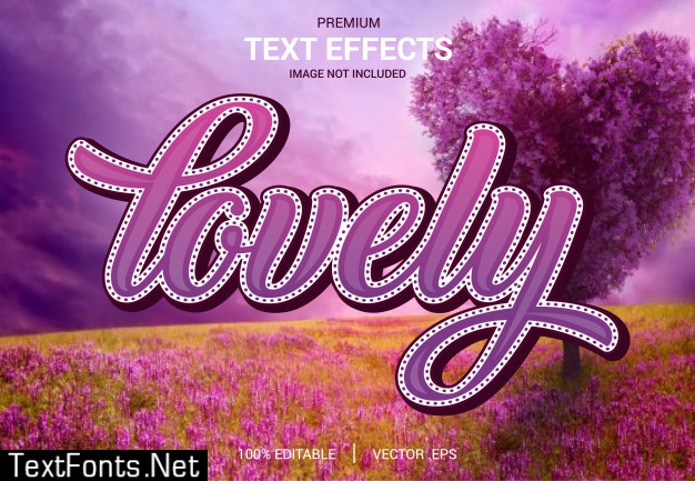 Lovely text effect vectors, set elegant pink purple abstract valentine text effect