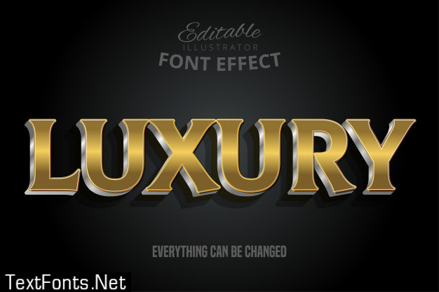 Luxury gold text effect with silver extrude