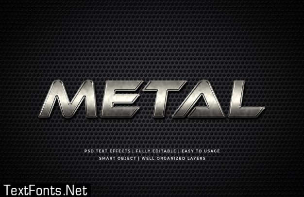 Metal 3d text style effect mockup