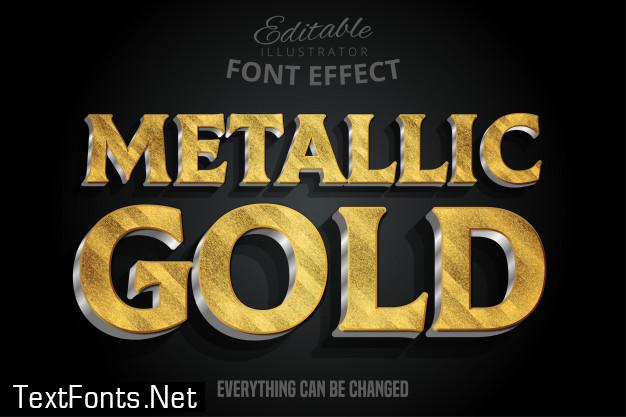 Metallic gold 3d text effect with silver extrude