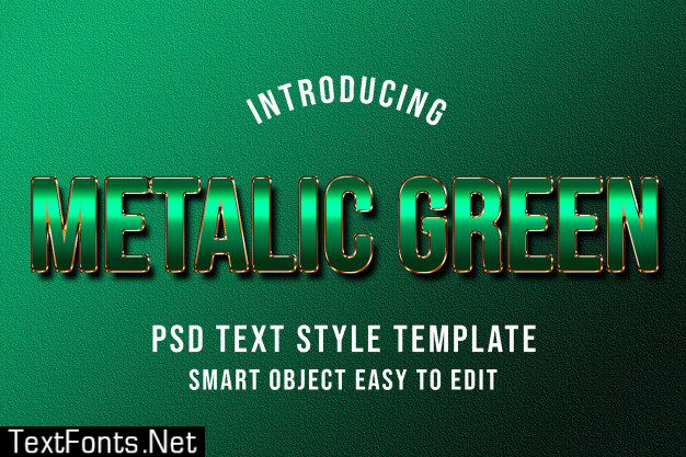 Metallic green psd text style template mockup