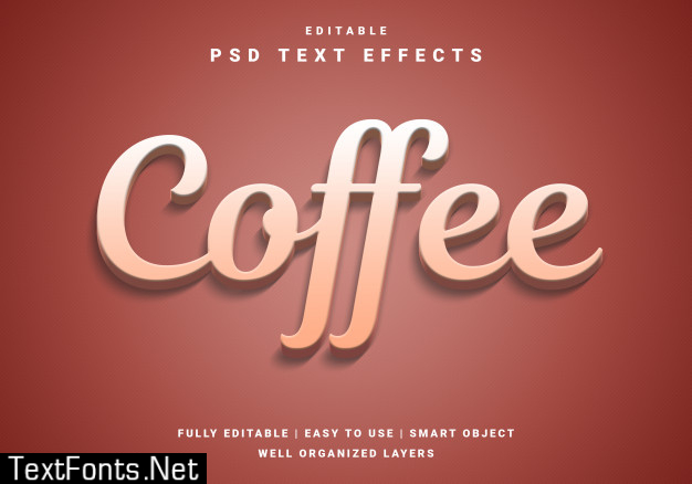 Modern 3d coffee text effect