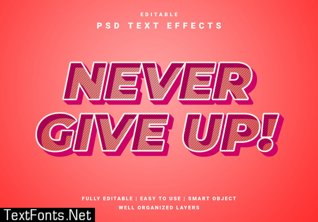 Modern 3d never give up text effect