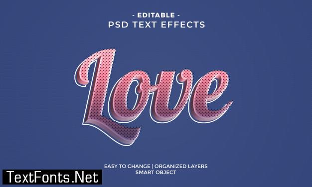 Modern colorful glossy love text effect