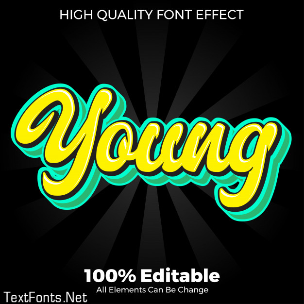 Modern flat young text style editable font effect