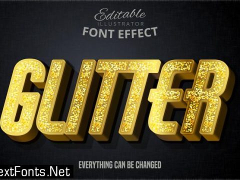 Modern glitter script editable typography font effect