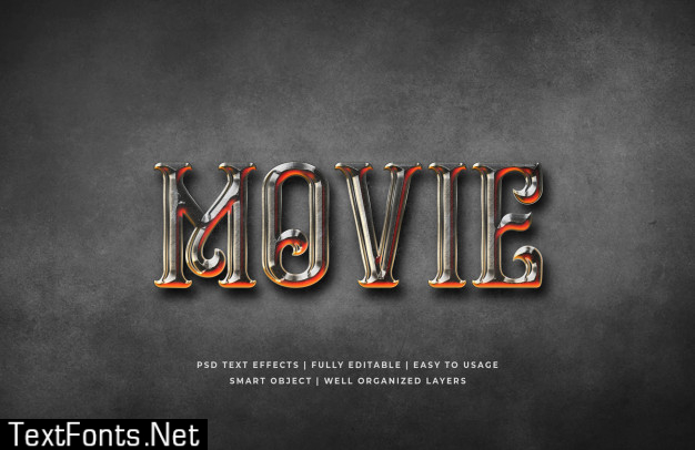 Movie gothic 3d text style effect template