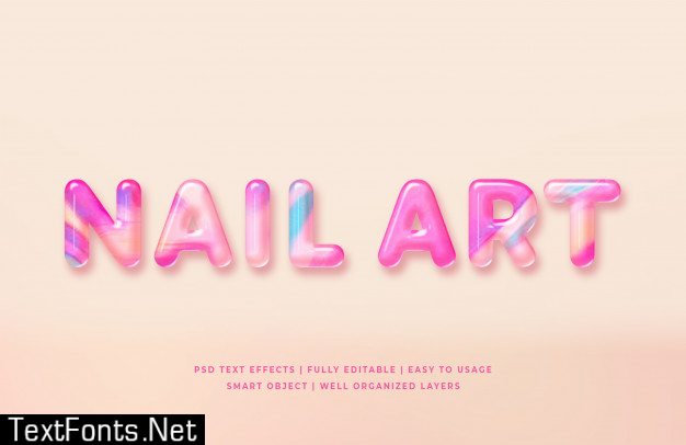 Nail art 3d text style