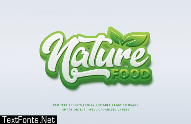 Natural food 3d text style