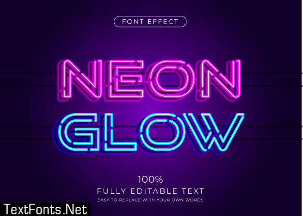 Neon light text effect. editable font style