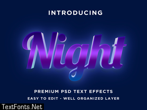 Night 3d text effect photoshop templates