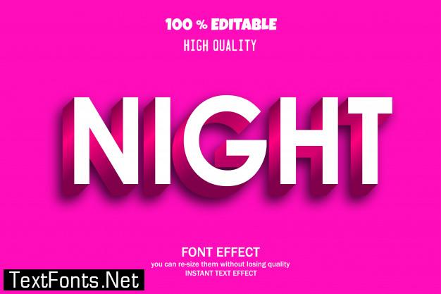 Night text, editable font effect