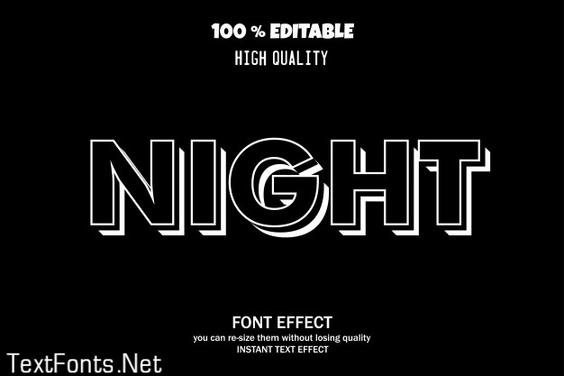 Night text, editable font effect