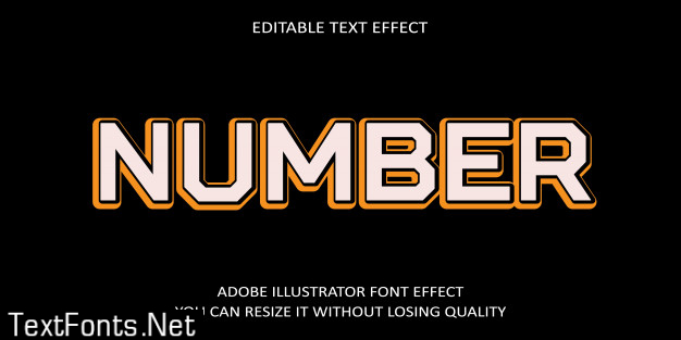 Number editable text font effect