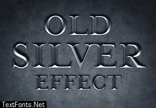 Old silver text effect mockup