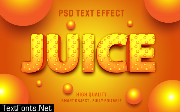 Orange juice with bubble liquid text effect