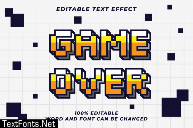 Pixel game over text style effect