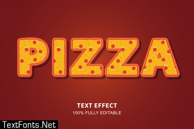 Pizza food style text effect, editable text