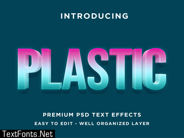 Plastic - modern 3d text effect psd