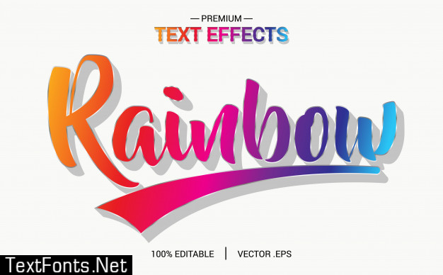 Rainbow text effect vectors, set elegant pink purple abstract rainbow text effect