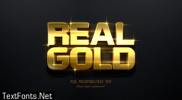 Real gold 3d text style effect