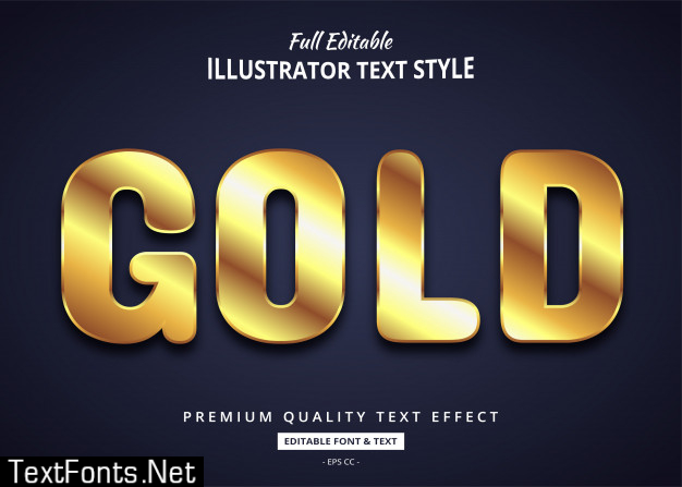 Realistic gold chrome text effect