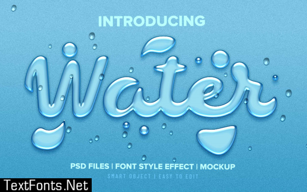 Realistic water drops font style text effect