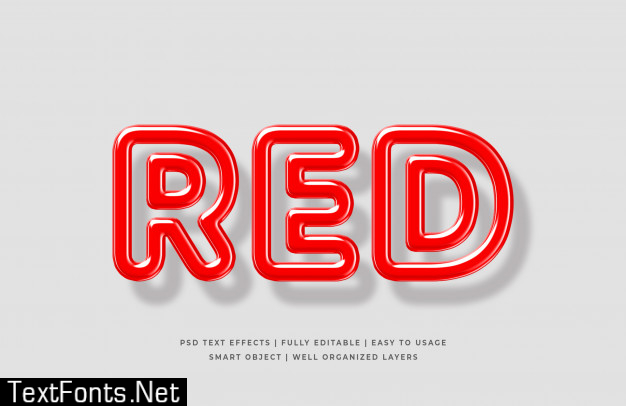 Red 3d text style effect mockup