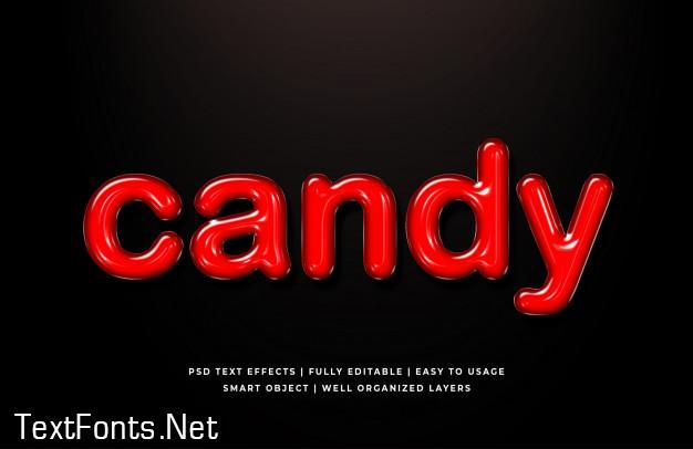 Red candy 3d text style effect mockup