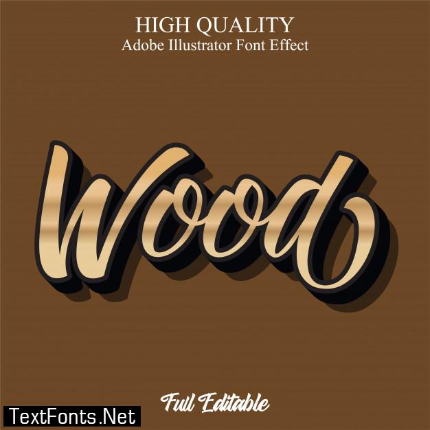 Retro wood color text style editable font effect