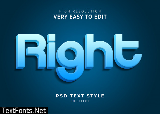 Right 3d modern text effect