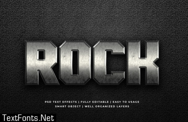 Rock metal 3d text style effect