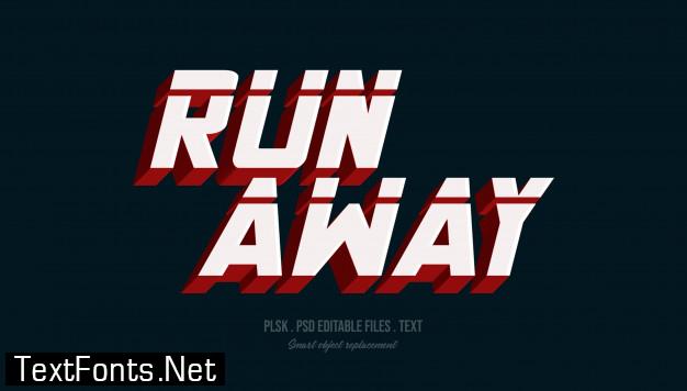 Run away 3d text style effect