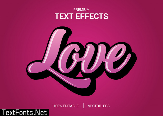 Set elegant pink purple abstract love text style editable font effect