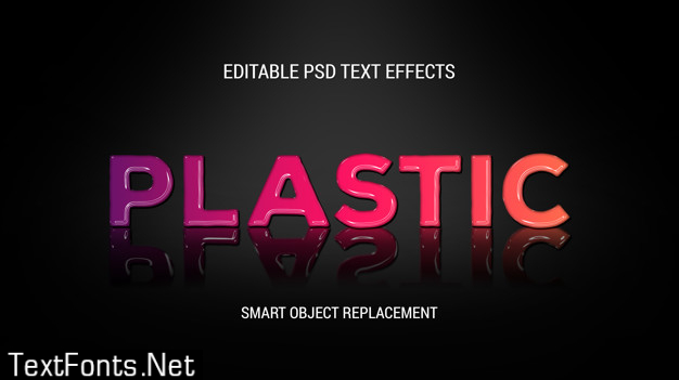 Shiny plastic text effect with the reflection