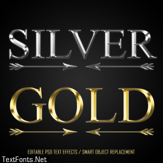 Silver and gold editable text