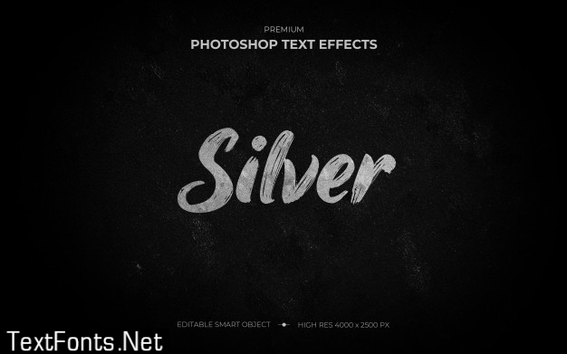 Silver brush text effect mockup