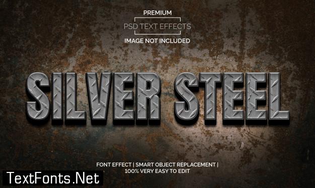 Silver steel text effects style