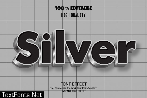 Silver text,  font effect