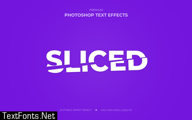 Sliced photoshop text effect mockup