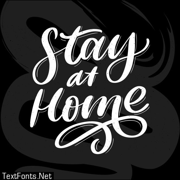 Slogan stay at home safe quarantine pandemic letter text words calligraphy   illustration