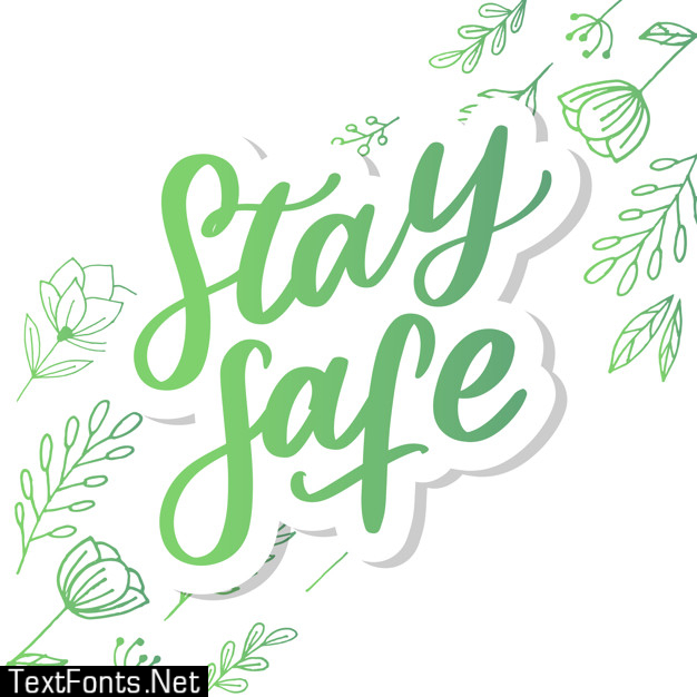 Slogan stay home safe quarantine pandemic letter text words calligraphy   illustration