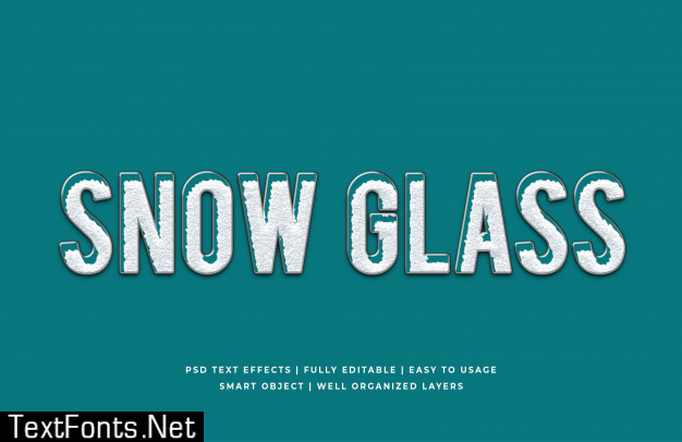 Snow glass 3d text style effect mockup