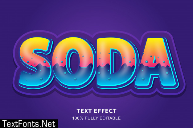 Soda liquid style 3d text effect, editable text