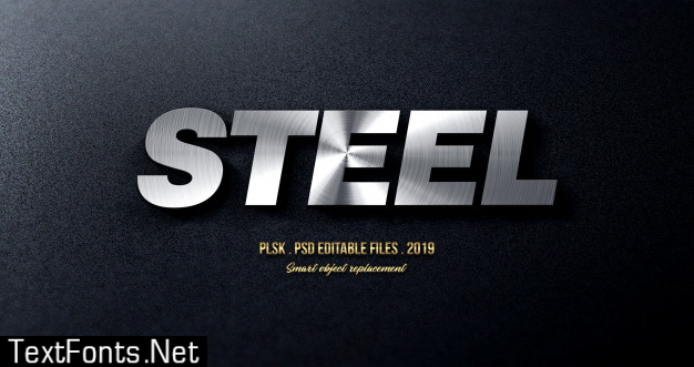 Steel 3d text style effect