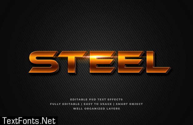 Steel 3d text style effect